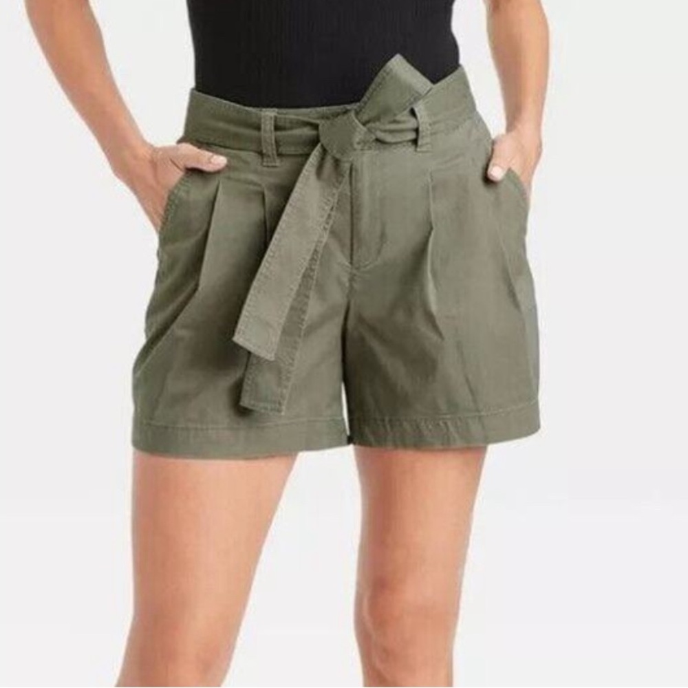 NWT A New Day Tie Belt Pleat Front Shorts